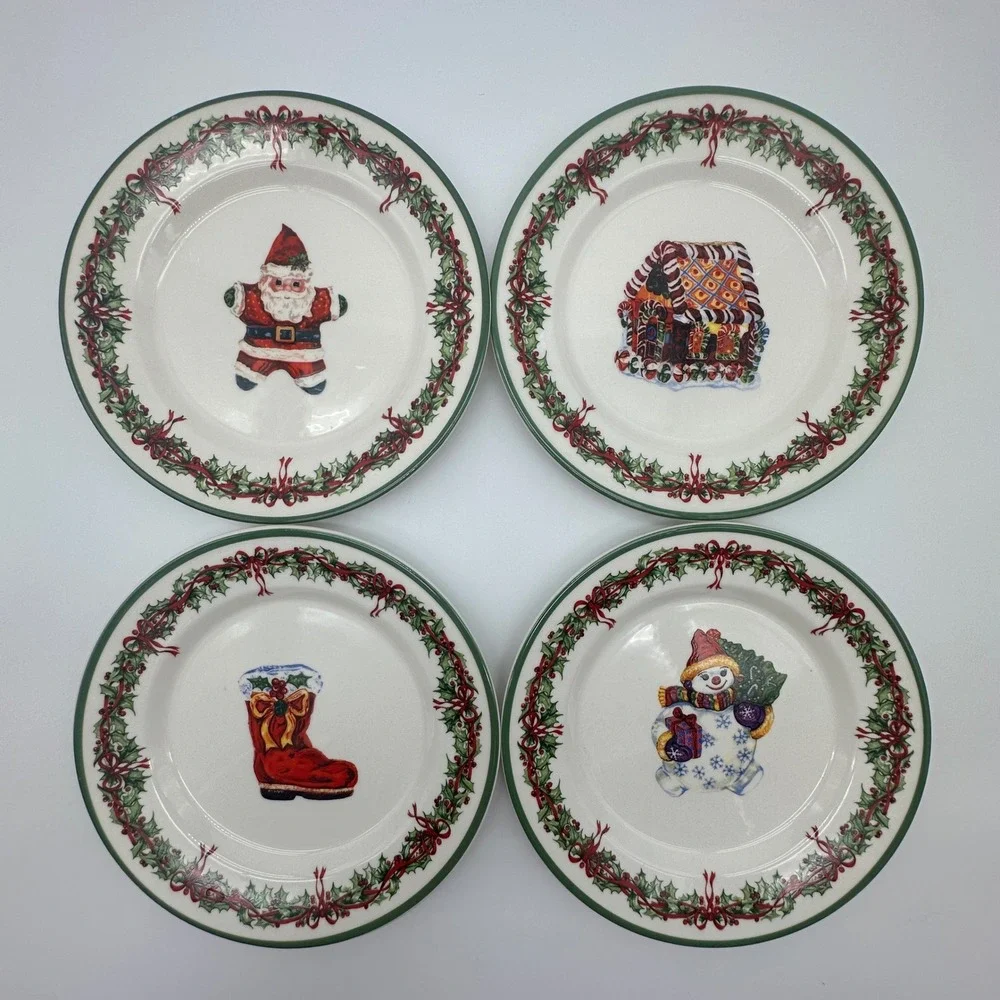 Christopher Radko Traditions Holiday Celebrations Salad Plates Set of 4 8in